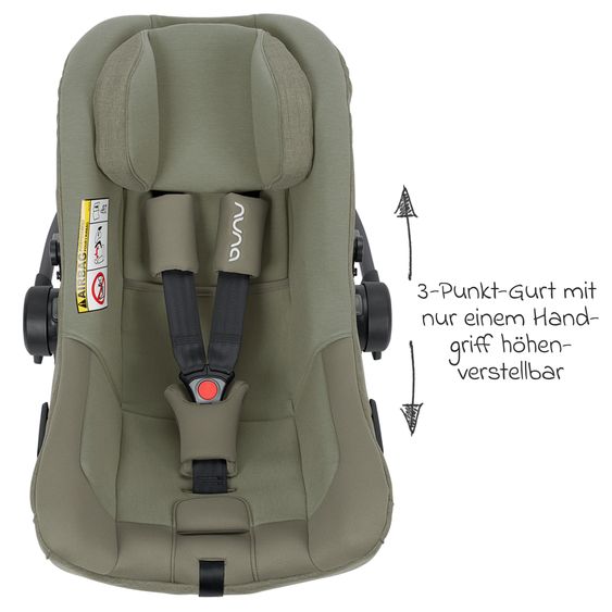 Nuna Babyschale PIPA next i-Size ab Geburt bis 13 kg (40 cm - 83 cm) inkl. Sitzverkleinerer & Sonnenverdeck nur 2,8 kg - Pine