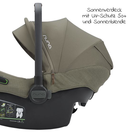 Nuna Babyschale PIPA next i-Size ab Geburt bis 13 kg (40 cm - 83 cm) inkl. Sitzverkleinerer & Sonnenverdeck nur 2,8 kg - Pine