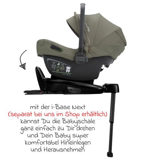 Nuna Babyschale PIPA next i-Size ab Geburt bis 13 kg (40 cm - 83 cm) inkl. Sitzverkleinerer & Sonnenverdeck nur 2,8 kg - Pine