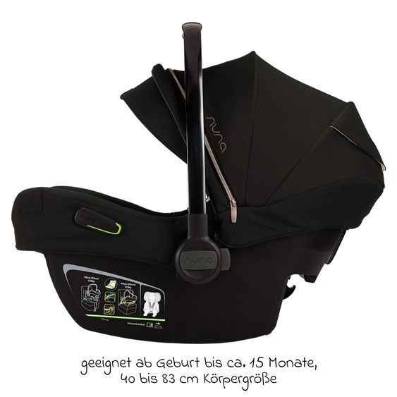 Nuna Babyschale PIPA next i-Size ab Geburt bis 13 kg (40 cm - 83 cm) inkl. Sitzverkleinerer & Sonnenverdeck nur 2,8 kg - Riveted