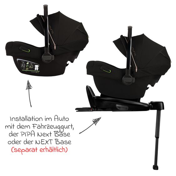 Nuna Babyschale PIPA next i-Size ab Geburt bis 13 kg (40 cm - 83 cm) inkl. Sitzverkleinerer & Sonnenverdeck nur 2,8 kg - Riveted