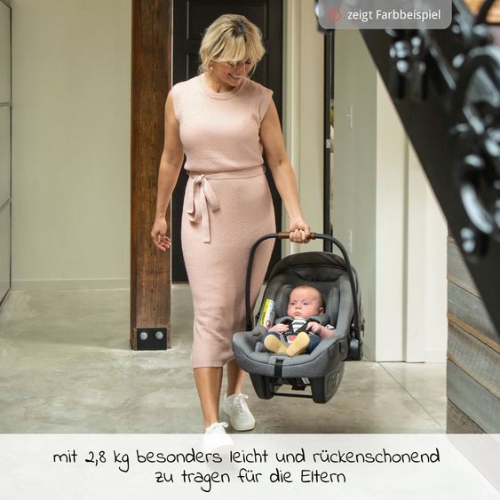 Nuna Babyschale PIPA next i-Size inkl. Base next ab Geburt bis 13 kg (40 cm - 83 cm) inkl. Sitzverkleinerer, Sonnenverdeck mit Dream Drape, Polsterschutz nur 2,8 kg - Cedar