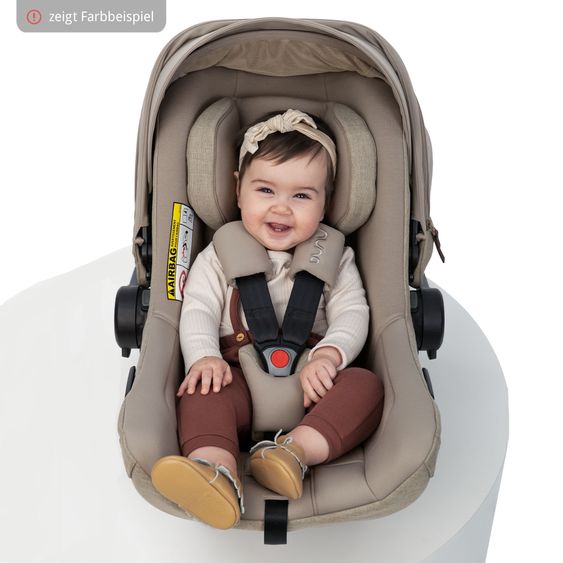 Nuna Babyschale PIPA next i-Size inkl. Base next ab Geburt bis 13 kg (40 cm - 83 cm) inkl. Sitzverkleinerer, Sonnenverdeck mit Dream Drape, Polsterschutz nur 2,8 kg - Cedar