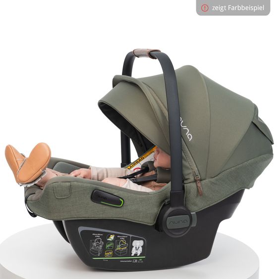Nuna Babyschale PIPA next i-Size inkl. Base next ab Geburt bis 13 kg (40 cm - 83 cm) inkl. Sitzverkleinerer, Sonnenverdeck mit Dream Drape, Polsterschutz nur 2,8 kg - Cedar