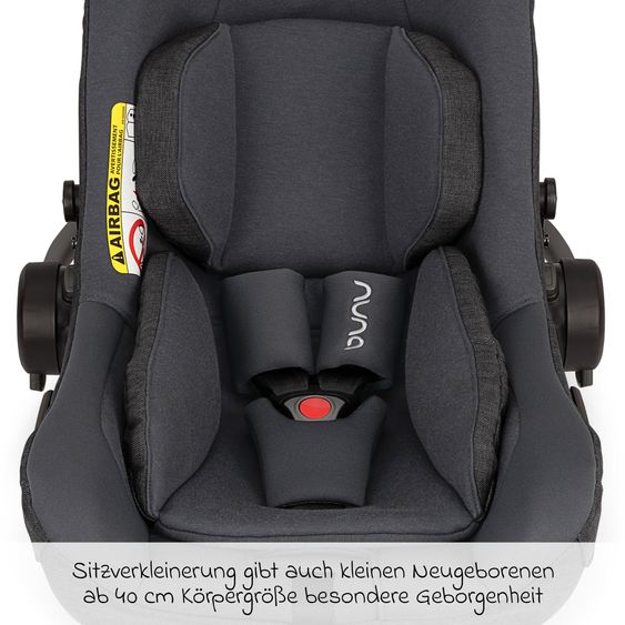 Nuna Babyschale PIPA next i-Size inkl. Base next ab Geburt bis 13 kg (40 cm - 83 cm) inkl. Sitzverkleinerer, Sonnenverdeck mit Dream Drape, Polsterschutz nur 2,8 kg - Ocean