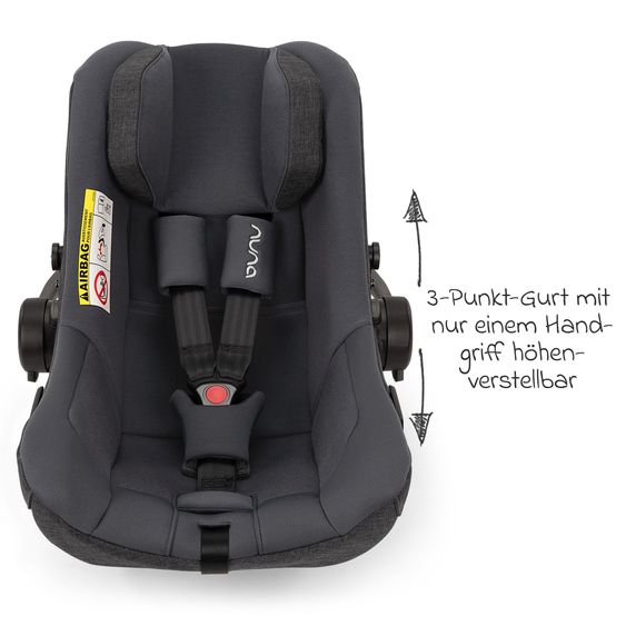 Nuna Babyschale PIPA next i-Size inkl. Base next ab Geburt bis 13 kg (40 cm - 83 cm) inkl. Sitzverkleinerer, Sonnenverdeck mit Dream Drape, Polsterschutz nur 2,8 kg - Ocean