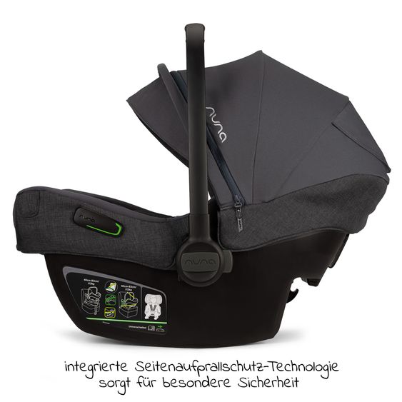 Nuna Babyschale PIPA next i-Size inkl. Base next ab Geburt bis 13 kg (40 cm - 83 cm) inkl. Sitzverkleinerer, Sonnenverdeck mit Dream Drape, Polsterschutz nur 2,8 kg - Ocean