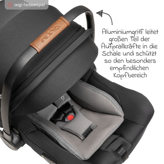 Nuna Babyschale PIPA next i-Size inkl. Base next ab Geburt bis 13 kg (40 cm - 83 cm) inkl. Sitzverkleinerer, Sonnenverdeck mit Dream Drape, Polsterschutz nur 2,8 kg - Ocean