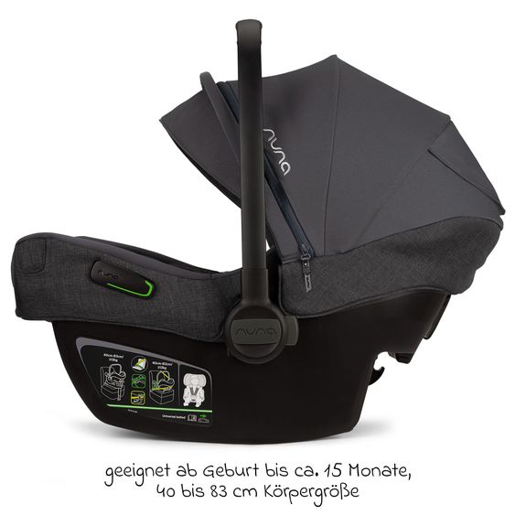 Nuna Babyschale PIPA next i-Size inkl. Base next ab Geburt bis 13 kg (40 cm - 83 cm) inkl. Sitzverkleinerer, Sonnenverdeck mit Dream Drape, Polsterschutz nur 2,8 kg - Ocean