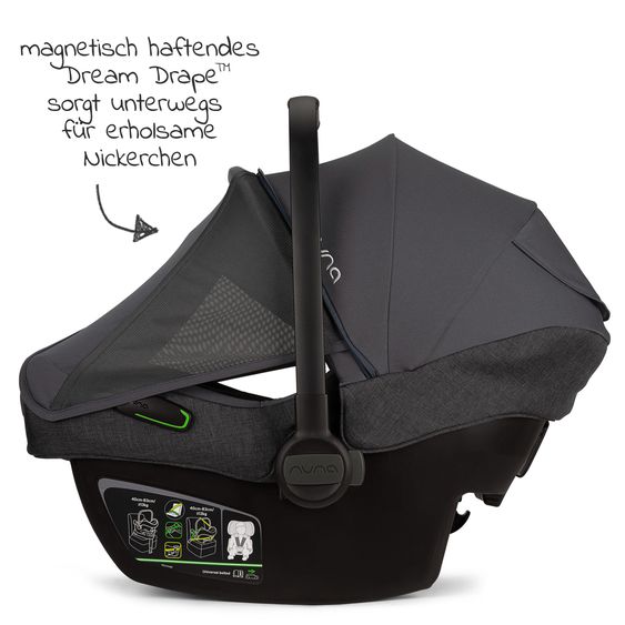 Nuna Babyschale PIPA next i-Size inkl. Base next ab Geburt bis 13 kg (40 cm - 83 cm) inkl. Sitzverkleinerer, Sonnenverdeck mit Dream Drape, Polsterschutz nur 2,8 kg - Ocean