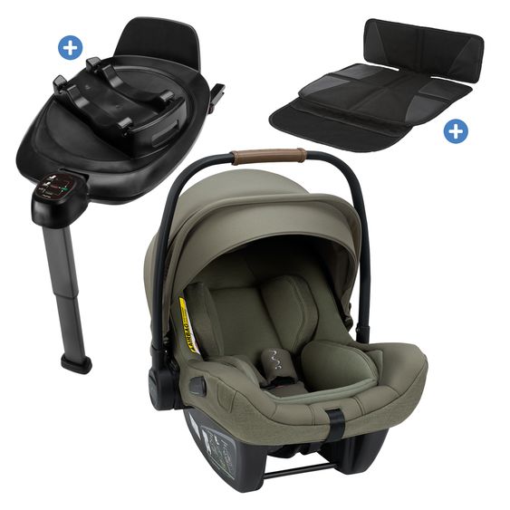 Nuna Babyschale PIPA next i-Size inkl. Base next ab Geburt bis 13 kg (40 cm - 83 cm) inkl. Sitzverkleinerer, Sonnenverdeck mit Dream Drape, Polsterschutz nur 2,8 kg - Pine