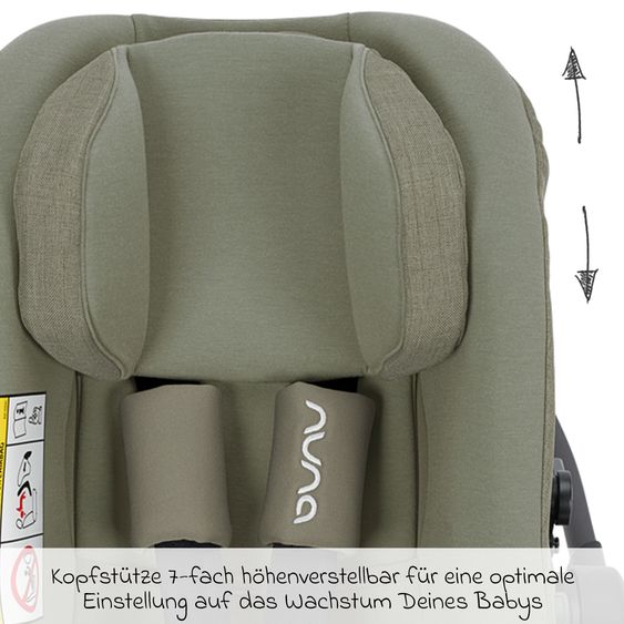 Nuna Babyschale PIPA next i-Size inkl. Base next ab Geburt bis 13 kg (40 cm - 83 cm) inkl. Sitzverkleinerer, Sonnenverdeck mit Dream Drape, Polsterschutz nur 2,8 kg - Pine
