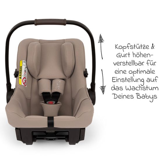 Nuna Babyschale PIPA urbn R 129 ab Geburt bis 13 kg (40 cm - 75 cm) mit Isofix inkl. Sitzverkleinerer & Sonnenverdeck nur 3,3 kg - Cedar