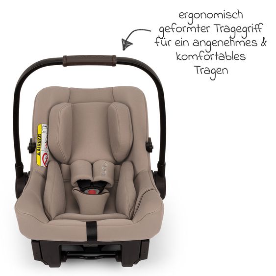 Nuna Babyschale PIPA urbn R 129 ab Geburt bis 13 kg (40 cm - 75 cm) mit Isofix inkl. Sitzverkleinerer & Sonnenverdeck nur 3,3 kg - Cedar