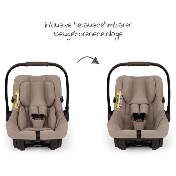 Nuna Babyschale PIPA urbn R 129 ab Geburt bis 13 kg (40 cm - 75 cm) mit Isofix inkl. Sitzverkleinerer & Sonnenverdeck nur 3,3 kg - Cedar