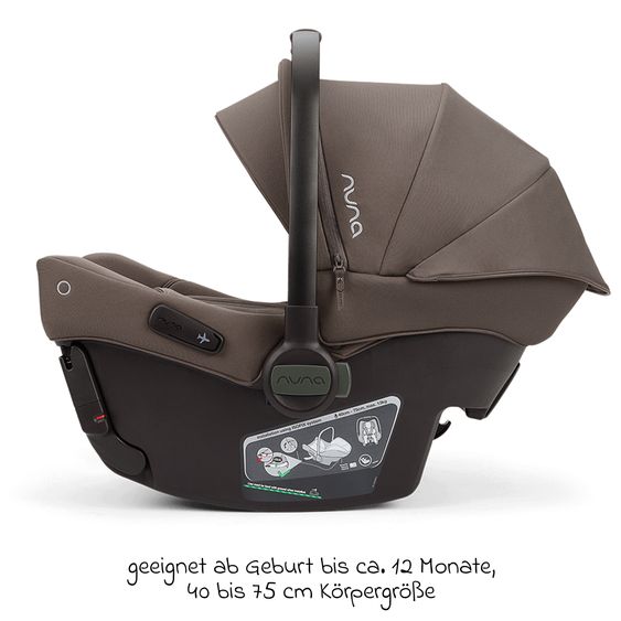 Nuna Babyschale PIPA urbn R 129 ab Geburt bis 13 kg (40 cm - 75 cm) mit Isofix inkl. Sitzverkleinerer & Sonnenverdeck nur 3,3 kg - Chestnut