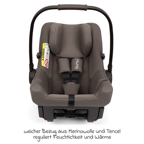 Nuna Babyschale PIPA urbn R 129 ab Geburt bis 13 kg (40 cm - 75 cm) mit Isofix inkl. Sitzverkleinerer & Sonnenverdeck nur 3,3 kg - Chestnut