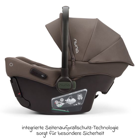 Nuna Babyschale PIPA urbn R 129 ab Geburt bis 13 kg (40 cm - 75 cm) mit Isofix inkl. Sitzverkleinerer & Sonnenverdeck nur 3,3 kg - Chestnut
