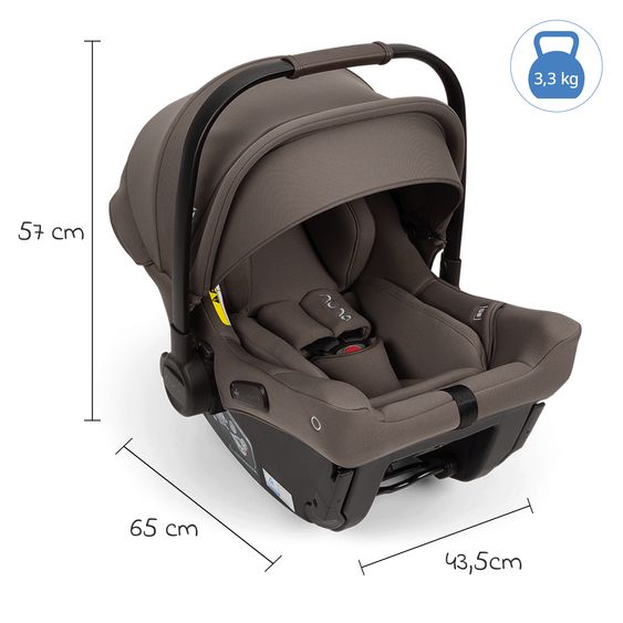 Nuna Babyschale PIPA urbn R 129 ab Geburt bis 13 kg (40 cm - 75 cm) mit Isofix inkl. Sitzverkleinerer & Sonnenverdeck nur 3,3 kg - Chestnut