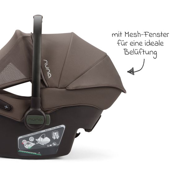 Nuna Babyschale PIPA urbn R 129 ab Geburt bis 13 kg (40 cm - 75 cm) mit Isofix inkl. Sitzverkleinerer & Sonnenverdeck nur 3,3 kg - Chestnut