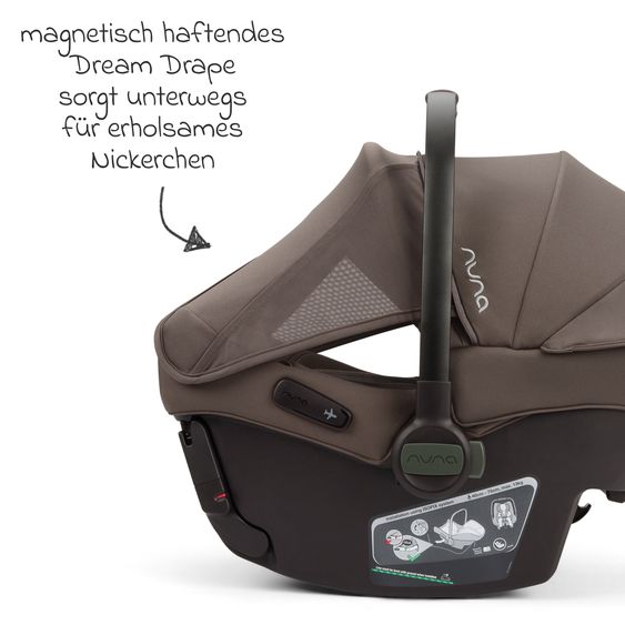 Nuna Babyschale PIPA urbn R 129 ab Geburt bis 13 kg (40 cm - 75 cm) mit Isofix inkl. Sitzverkleinerer & Sonnenverdeck nur 3,3 kg - Chestnut