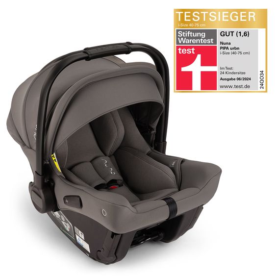 Nuna Babyschale PIPA urbn R 129 ab Geburt bis 13 kg (40 cm - 75 cm) mit Isofix inkl. Sitzverkleinerer & Sonnenverdeck nur 3,3 kg - Thunder