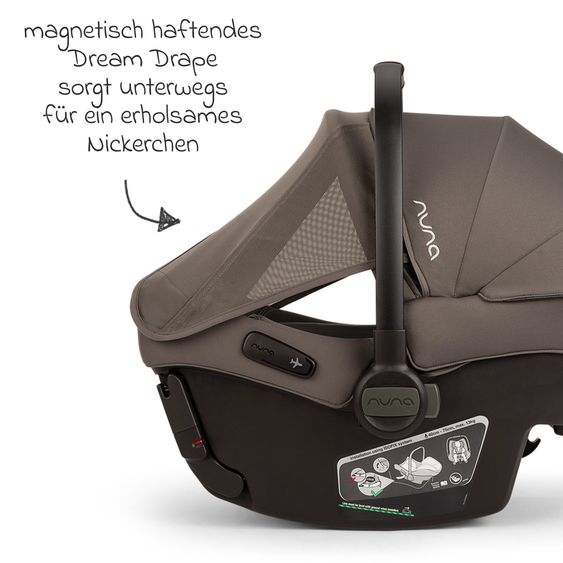 Nuna Babyschale PIPA urbn R 129 ab Geburt bis 13 kg (40 cm - 75 cm) mit Isofix inkl. Sitzverkleinerer & Sonnenverdeck nur 3,3 kg - Thunder