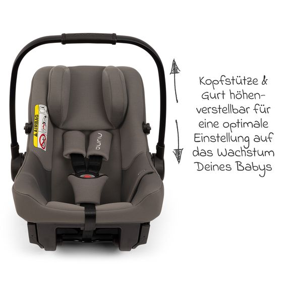 Nuna Babyschale PIPA urbn R 129 ab Geburt bis 13 kg (40 cm - 75 cm) mit Isofix inkl. Sitzverkleinerer & Sonnenverdeck nur 3,3 kg - Thunder