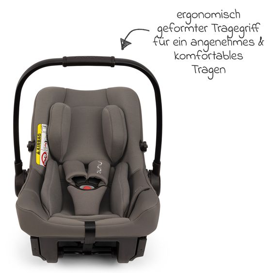 Nuna Babyschale PIPA urbn R 129 ab Geburt bis 13 kg (40 cm - 75 cm) mit Isofix inkl. Sitzverkleinerer & Sonnenverdeck nur 3,3 kg - Thunder