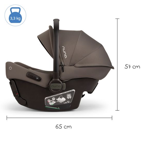 Nuna Babyschale PIPA urbn R 129 ab Geburt bis 13 kg (40 cm - 75 cm) mit Isofix inkl. Sitzverkleinerer & Sonnenverdeck nur 3,3 kg - Thunder