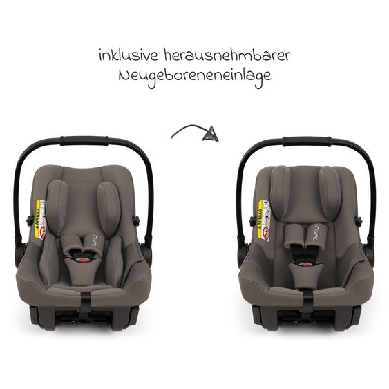 Nuna Babyschale PIPA urbn R 129 ab Geburt bis 13 kg (40 cm - 75 cm) mit Isofix inkl. Sitzverkleinerer & Sonnenverdeck nur 3,3 kg - Thunder