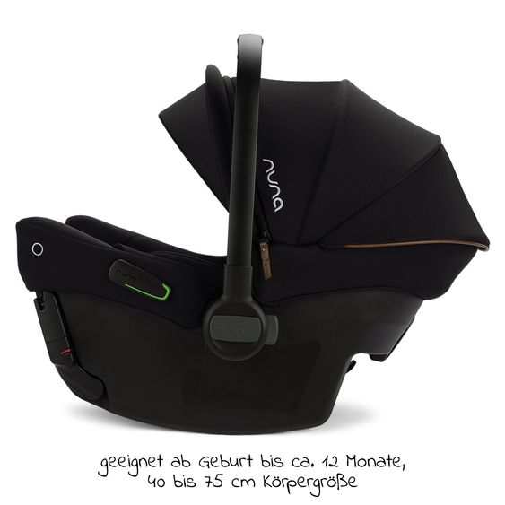 Nuna Babyschale PIPA urbn R129 ab Geburt bis 13 kg (40 cm - 75 cm) inkl. Sitzverkleinerer & Sonnenverdeck nur 3,3 kg mit Isofix - Caviar