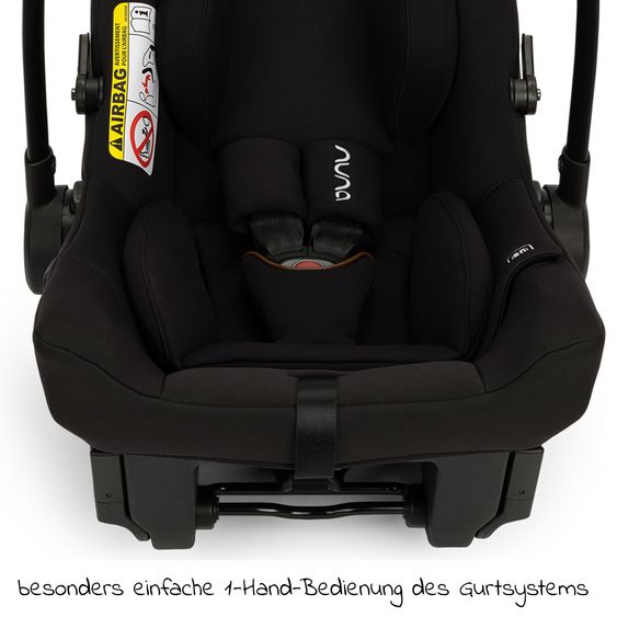 Nuna Babyschale PIPA urbn R129 ab Geburt bis 13 kg (40 cm - 75 cm) inkl. Sitzverkleinerer & Sonnenverdeck nur 3,3 kg mit Isofix - Caviar