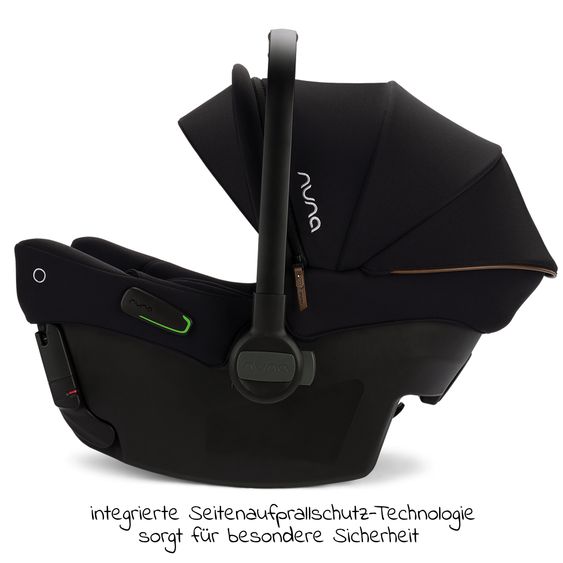 Nuna Babyschale PIPA urbn R129 ab Geburt bis 13 kg (40 cm - 75 cm) inkl. Sitzverkleinerer & Sonnenverdeck nur 3,3 kg mit Isofix - Caviar