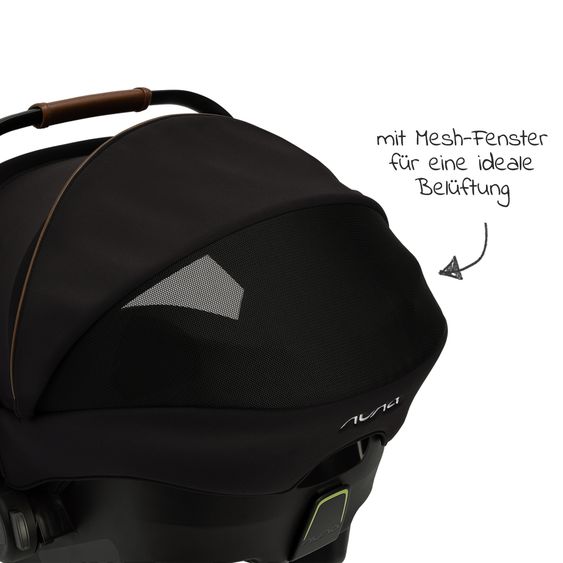 Nuna Babyschale PIPA urbn R129 ab Geburt bis 13 kg (40 cm - 75 cm) inkl. Sitzverkleinerer & Sonnenverdeck nur 3,3 kg mit Isofix - Caviar