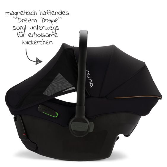 Nuna Babyschale PIPA urbn R129 ab Geburt bis 13 kg (40 cm - 75 cm) inkl. Sitzverkleinerer & Sonnenverdeck nur 3,3 kg mit Isofix - Caviar