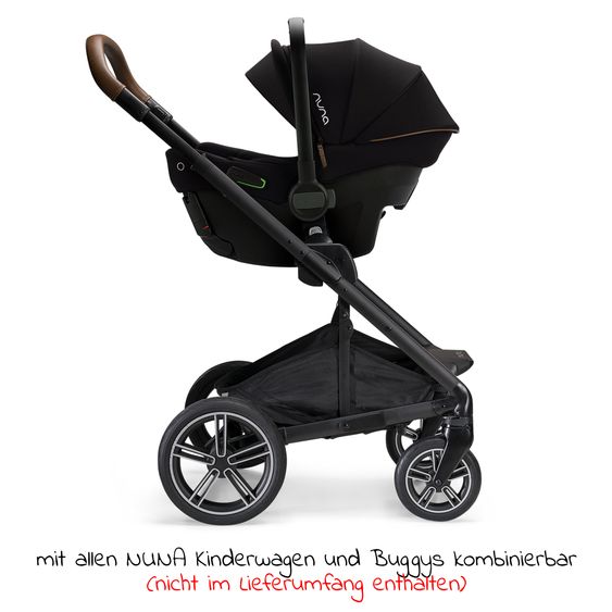 Nuna Babyschale PIPA urbn R129 ab Geburt bis 13 kg (40 cm - 75 cm) inkl. Sitzverkleinerer & Sonnenverdeck nur 3,3 kg mit Isofix - Caviar
