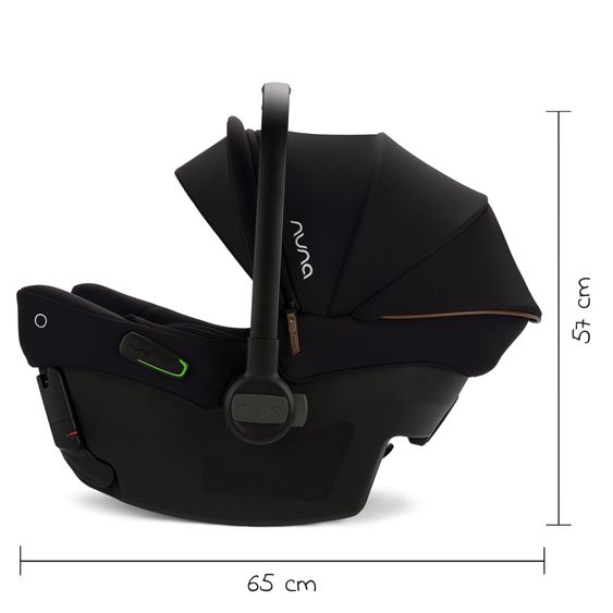 Nuna Babyschale PIPA urbn R129 ab Geburt bis 13 kg (40 cm - 75 cm) inkl. Sitzverkleinerer & Sonnenverdeck nur 3,3 kg mit Isofix - Caviar
