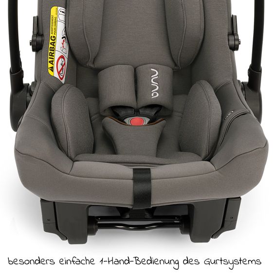 Nuna Babyschale PIPA urbn R129 ab Geburt bis 13 kg (40 cm - 75 cm) inkl. Sitzverkleinerer & Sonnenverdeck nur 3,3 kg mit Isofix - Granite