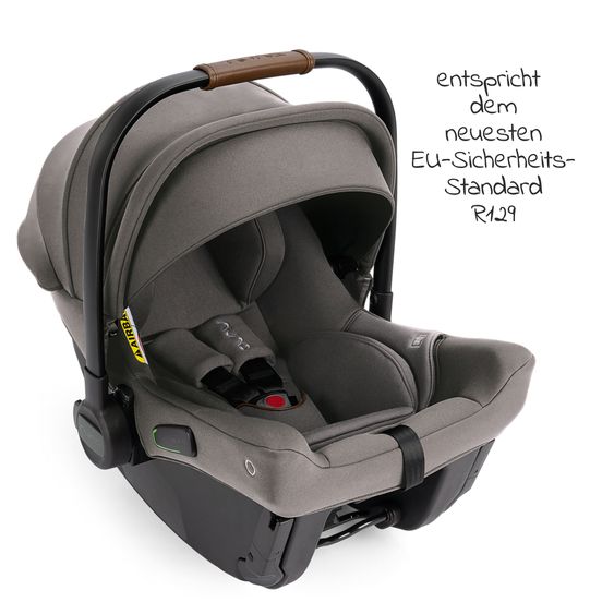 Nuna Babyschale PIPA urbn R129 ab Geburt bis 13 kg (40 cm - 75 cm) inkl. Sitzverkleinerer & Sonnenverdeck nur 3,3 kg mit Isofix - Granite