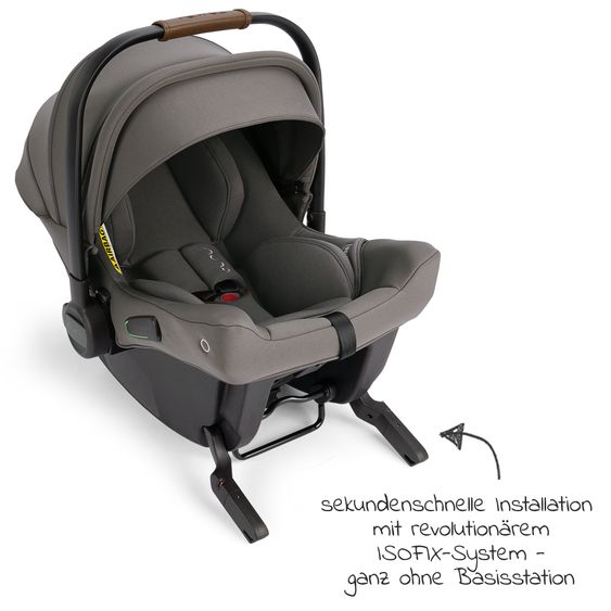 Nuna Babyschale PIPA urbn R129 ab Geburt bis 13 kg (40 cm - 75 cm) inkl. Sitzverkleinerer & Sonnenverdeck nur 3,3 kg mit Isofix - Granite