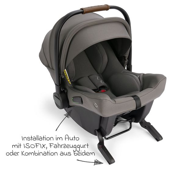 Nuna Babyschale PIPA urbn R129 ab Geburt bis 13 kg (40 cm - 75 cm) inkl. Sitzverkleinerer & Sonnenverdeck nur 3,3 kg mit Isofix - Granite