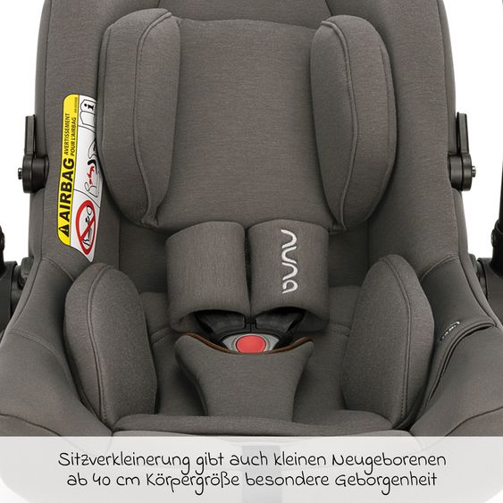 Nuna Babyschale PIPA urbn R129 ab Geburt bis 13 kg (40 cm - 75 cm) inkl. Sitzverkleinerer & Sonnenverdeck nur 3,3 kg mit Isofix - Granite