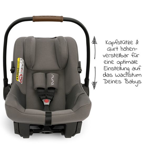 Nuna Babyschale PIPA urbn R129 ab Geburt bis 13 kg (40 cm - 75 cm) inkl. Sitzverkleinerer & Sonnenverdeck nur 3,3 kg mit Isofix - Granite