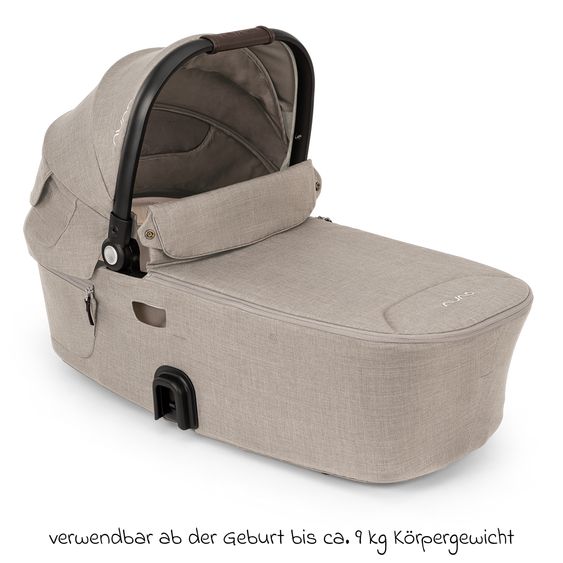Nuna Navicella per neonati DEMI next pieghevole dalla nascita fino a 9 mesi con protezione visiva, finestra di ventilazione incl. materasso e copertura antipioggia - Chateau