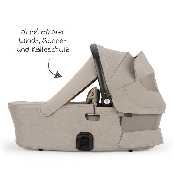 Nuna Navicella per neonati DEMI next pieghevole dalla nascita fino a 9 mesi con protezione visiva, finestra di ventilazione incl. materasso e copertura antipioggia - Chateau