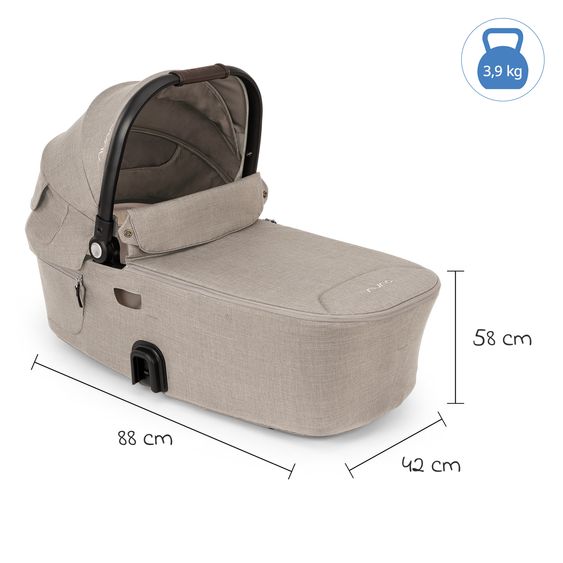Nuna Navicella per neonati DEMI next pieghevole dalla nascita fino a 9 mesi con protezione visiva, finestra di ventilazione incl. materasso e copertura antipioggia - Chateau