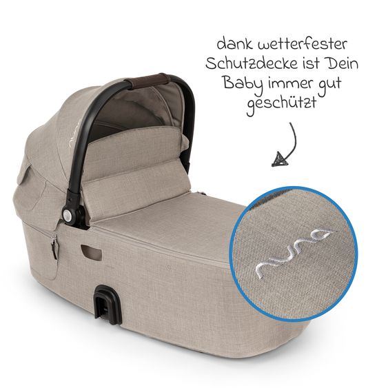 Nuna Navicella per neonati DEMI next pieghevole dalla nascita fino a 9 mesi con protezione visiva, finestra di ventilazione incl. materasso e copertura antipioggia - Chateau