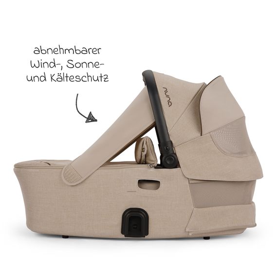 Nuna Navicella per neonati DEMI next pieghevole dalla nascita fino a 9 mesi con protezione visiva, finestra di ventilazione incl. materasso e copertura antipioggia - Cosmopolitan