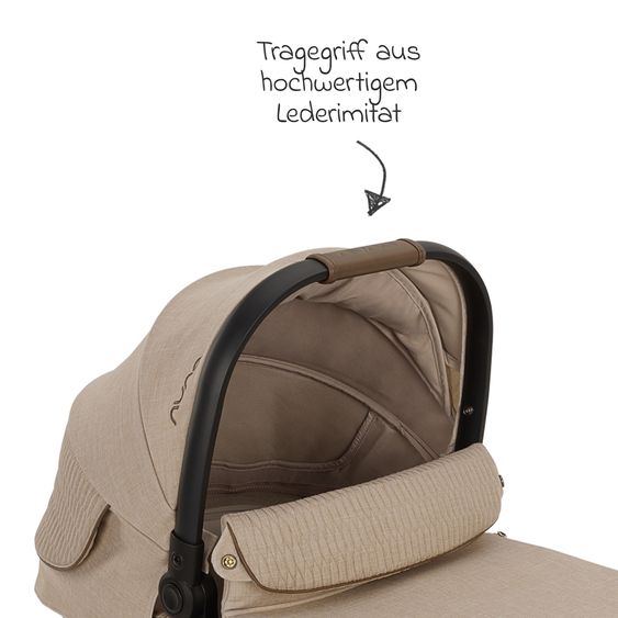 Nuna Navicella per neonati DEMI next pieghevole dalla nascita fino a 9 mesi con protezione visiva, finestra di ventilazione incl. materasso e copertura antipioggia - Cosmopolitan